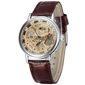 Casual New Fashion SEWOR 606 Brand <span class=keywords><strong>Skeleton</strong></span> Men Clock Classic Luxury Leather Automatic Mechanical Hand Wind orologio da polso - Product Image 3