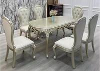 Ensemble de table à manger ovale 6 places en bois, style minimaliste français, durable, avec chaises assorties pour la salle à manger