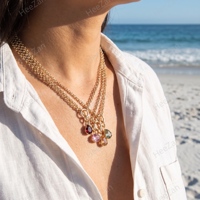 Collier Pendentif Goutte d'Eau Coloré en Acier Inoxydable 316L Plaqué Or PVD Étanche avec Zircons Cubiques pour Femme, Vente en Gros OEM ODM