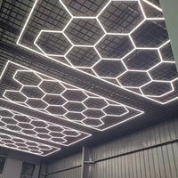 Lumière LED hexagonale en nid d'abeille 672W 14 LED 6500K pour atelier, garage, auto-esthétique et detailing automobile