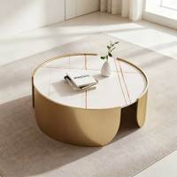 Ensemble table basse de luxe moderne Table à thé nordique Mobilier de salon doré Table basse