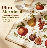 Premium Super Absorbent Quick Dry Waffle Weave Reusable Microfiber Kitchen Tea Towel for Household Dish Cleaning