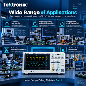 Tektronix TBS2072B Digital Storage Oscilloscope 70MHz 2 Channel 2GS/<b>s</b> 5M Record Length <b>9</b> Inch WVGA FFT 8-Bit Resolution 1-Year - Product Image 4