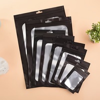 Sacs refermables en aluminium avec fermeture éclair, personnalisés, recyclables, noir mat, à trois soudures latérales, pour emballage de snacks biologiques et d'aliments santé