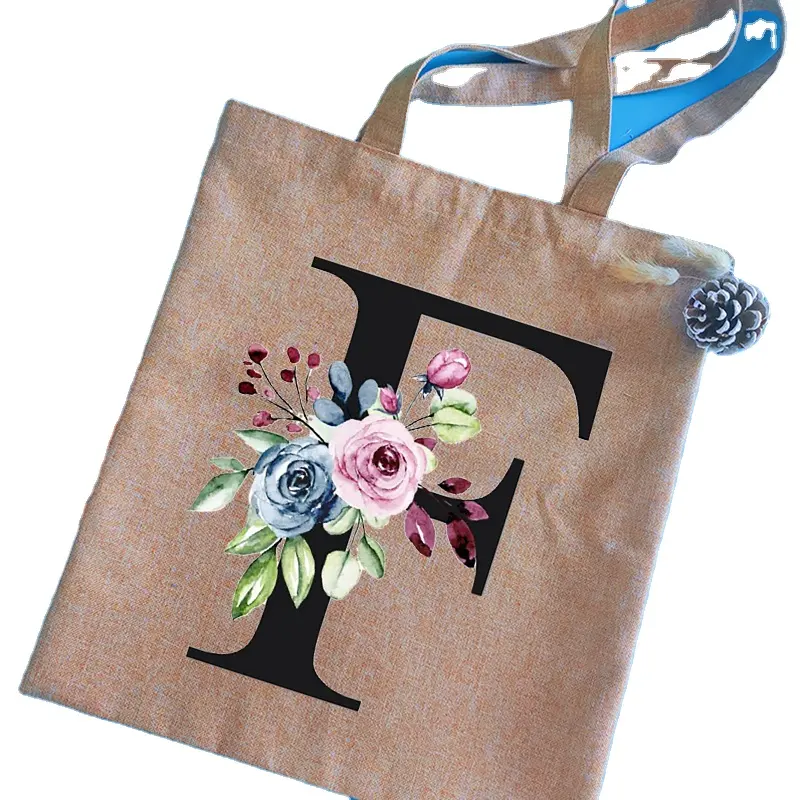 Alphabet Flower Tote Bags Women Canvas 2022 New Luxury Handbags Shopping Printed Bag Fabric Reusable Designer Logo Handbag