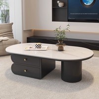 Table basse minimaliste en marbre pour salon, style moderne, luxe léger, haut de gamme, ovale, petit appartement, nouveau style