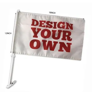 Оптовая продажа, пользовательский Автомобильный флаг с любым узором, пользовательский флагшток с зажимами, Автомобильный флаг с шестом