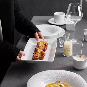 High-Temperature Firing Disposable Pasta Plate Ceramic White Tableware <b>for</b> Western Food Sushi Hotel <b>Dinnerware</b> <b>Set</b> Relief Design - Product Image 3