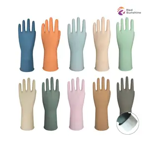 Guantes domésticos de látex de caucho natural reutilizables, fabricante OEM y ODM, para limpieza de cocina, lavado de platos