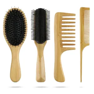 Wholesale Eco-friendly Bamboo Comb Wooden Baby Hair Brush with Goat Hair for Newborns and Infants