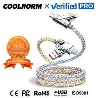 Cable de Carga Rápida con Luz RGB Degradada, Cable de Carga Cuatro en Uno con Conectores USB-A, USB-C y Micro USB, Material de Aleación de Zinc