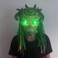 Forest Spirit Elf Led Masque Avec Coiffe, Masque De Mascarade En Latex Réaliste Halloween Cosplay Costumes Accessoires De Fête