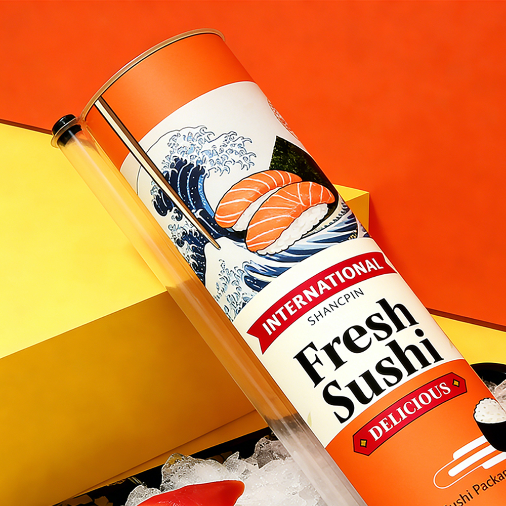 Eco-Friendly Recyclable Craft Paper Push-Up Sushi Tube Takeout & Delivery Food Grade Sushi Packaging Tube Sushi Tube Push Pop