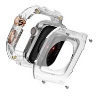 Kit de modification, coques transparentes pour Apple Watch Ultra 49MM 44/45MM, bracelet en caoutchouc pour Apple, coque transparente