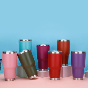 Tasse de voyage en acier inoxydable à revêtement en poudre de 20oz 30oz, café vierge isolé sous vide à double paroi avec logo personnalisé - Product Image 3