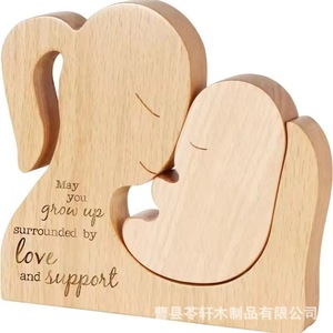 Adornos de madera para el hogar, estatuas, regalos para el Día de la Madre, adornos de madera maciza al por mayor, adornos tallados de mamá y bebé - Product Image 5
