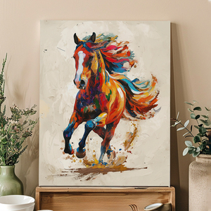 ภาพวาดสีน้ำมันบนผ้าใบของขวัญสำหรับเด็กภาพวาด<span class=keywords><strong>ม้า</strong></span><span class=keywords><strong>วิ่ง</strong></span>สีสันสดใสแบบทำมือ - Product Image 2