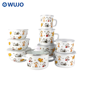 Smalto Stoviglie Colazione Smalto Set <span class=keywords><strong>di</strong></span> Ciotole <span class=keywords><strong>di</strong></span> Disegno Del Fiore <span class=keywords><strong>Ciotola</strong></span> <span class=keywords><strong>di</strong></span> Smalto - Product Image 2