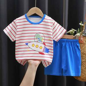 Costume à manches courtes pur coton été nouveau garçon vêtements bébé vêtements femme t-shirt vêtements pour enfants en gros - Product Image 4