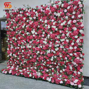 LEDA - Muro de Flores 3D Personalizado con Hortensias Rosadas y Rosas Blancas, Fondo de Boda Artificial de Seda Hecho a Mano con Efecto Suave - Product Image 2