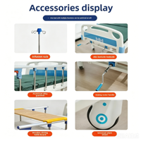 Lit de soins manuel à cinq fonctions pour personnes âgées et patients paralysés, avec matelas et barrières de lit, vente en gros du fabricant
