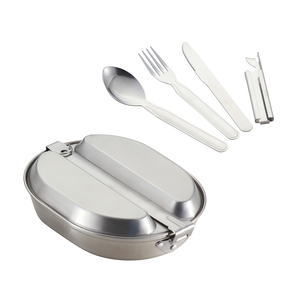 Nhà Máy Trực Tiếp Xách Tay Tùy Chỉnh Ngoài Trời Cắm Trại Bên Hộp Ăn Trưa Canteen Mess Kit Thép Không Gỉ Với Đồ Dùng - Product Image 3