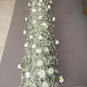 Décor de mariage de haute qualité blanc Rose fleur coureur vraie touche fleur artificielle allée pour fête route cérémonie de mariage élégant - Product Image 1