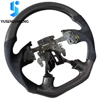 Volant en fibre de carbone à fond plat en cuir perforé compatible avec Honda Accord 7e génération 2003-2007 Acura TSX CL7/CL9 Plug and Play
