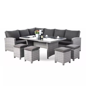 Ensemble de canapés d'extérieur en acier rotin pour jardin, patio, ensemble de canapés modulables en rotin et osier multifonction avec tabourets, 5 pièces - Product Image 4