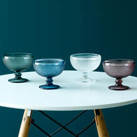 Bol à dessert en verre sodocalcique gaufré à pois, 374 ml, coloré, résistant au lave-vaisselle, idéal pour la crème glacée – Vente chaude