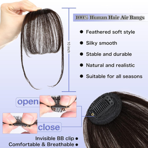 100% <span class=keywords><strong>veri</strong></span> <span class=keywords><strong>capelli</strong></span> umani 3D aria curva frangia sottile frangia frangia con frangia frangia con frangia - Product Image 2