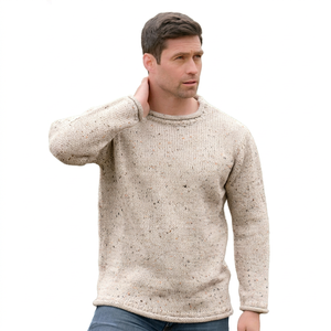 Pull en laine acrylique à col rond pour homme, manches longues, couleur unie, anti-boulochage, cardigan, vêtements d'hiver, tenues décontractées - Product Image 1