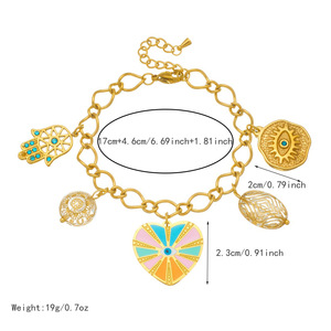 Fashionable Candy Color Heart Pendant Jewelry Set With Eye And Palm Charms Zinc Alloy Gift For Women - Product Image 4