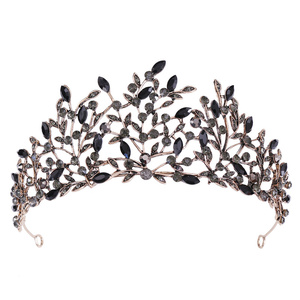 Couronne noire rétro pour fête d'anniversaire, accessoires pour cheveux, <span class=keywords><strong>diadème</strong></span> noir - Product Image 1
