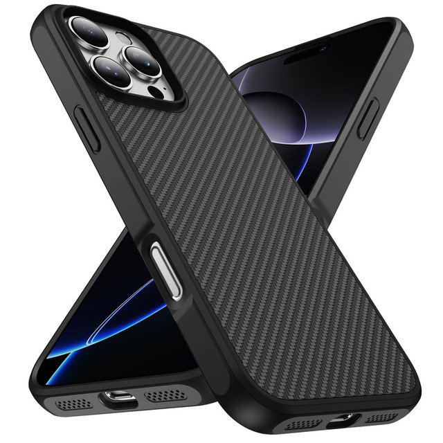 Carbon Fiber Pattern Acrylic TPU Protective Phone Case Shockproof Mobile Cover for iPhone 17 Air 16 Pro 15 14 Plus 13 12 Pro Max