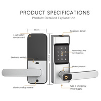 Sistema de Cerradura Inteligente Ttlock Tenon, Aleación de Aluminio, Puerta de Madera, Entrada Biométrica con Código, Tarjeta IC, Cerradura Digital con Llave para el Hogar, Wi-Fi en la Nube