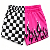 Shorts pour filles à imprimé léopard personnalisé, taille élastique, motif à carreaux et cœurs, imprimé cerise et léopard pour femmes