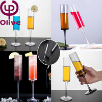 Cadeau Bar Verre à cocktail incassable Accueil Plastique PC Matériau Noir Acrylique Transparent Cylindre Flûte à Champagne Gobelet Verres