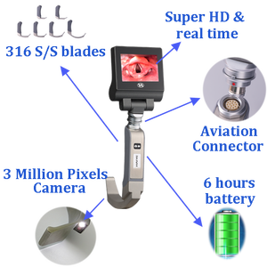 Videolaringoscopio para Intubación de Vías Respiratorias, <span class=keywords><strong>Precio</strong></span> de Fábrica, con Pantalla de 3 Pulgadas, 3 Hojas Opcionales - Product Image 2