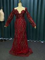 Robes de soirée de luxe, manches bouffantes à paillettes, robe de soirée élégante sirène pour femmes