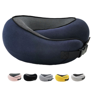 Oreiller de voyage ergonomique en mousse à mémoire de forme à rebond lent pour le cou, idéal pour le bureau, la maison, la voiture, avec bouchons d'oreilles et masque pour les yeux - Product Image 1