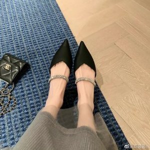 New Summer Slippers Female Thick Heels <b>Pointed</b> Slippers Fashion Fairy High Heels Sandals Rubber PU for Women - Product Image 2