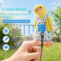 Harnais léger et coloré imprimé pour oiseaux, avec couche anti-éclaboussures et anti-salissures, laisse de promenade quotidienne pour perroquet, ensemble complet