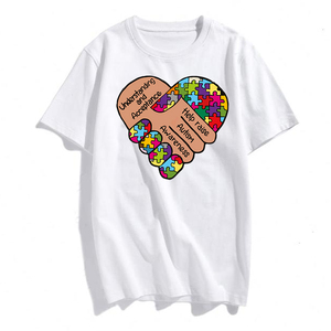 Apretón de manos Comprensión y aceptación Ayuda a aumentar la conciencia sobre el autismo Transferencia de impresión Apliques Impresiones Calcomanías para camisa Bolsa de almohada - Product Image 2