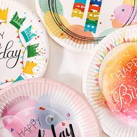 Homesun Offre Spéciale nouveau 7 pouces couleur assiette en papier jetable assiette à gâteau fête d'anniversaire plats assiettes ensemble