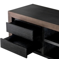 Meuble TV moderne de design italien, centre de divertissement en bois noir avec cadre métallique