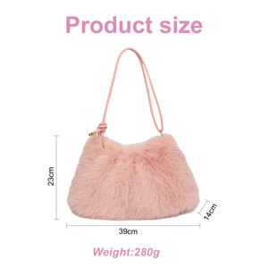 Borsa a Spalla da Donna Autunno Inverno alla Moda in Morbida Pelliccia Sintetica di Visone con Chiusura a Cerniera Capacità 1-3L - Product Image 3