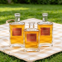 Bouteille en verre vide transparente givrée de qualité alimentaire personnalisée en usine, 375 ml, 500 ml, 700 ml, 750 ml, pour vodka, gin, tequila avec bouchon