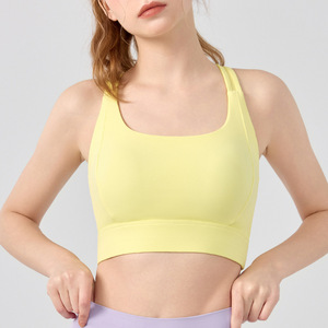 Sujetador deportivo de alta intensidad transpirable y ajustable para <span class=keywords><strong>mujer</strong></span>, con tirantes de elastano/nailon, top de yoga y <span class=keywords><strong>fitness</strong></span>, de <span class=keywords><strong>outlet</strong></span> de fábrica. - Product Image 3