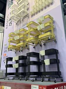 Durable 5-Layer Double-Sided Stainless Steel <b>Wire</b> Shelf Light Duty with Wheels Metallic <b>Rack</b> for Supermarket Use - Product Image 4